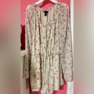 Forever 21 Cream Floral Romper